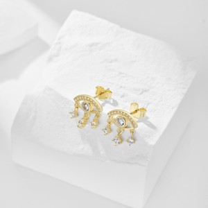 Vintage Evil Eye Zirconia Tassel Stud Earrings 40200379