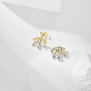 Vintage Evil Eye Zirconia Tassel Stud Earrings 40200379