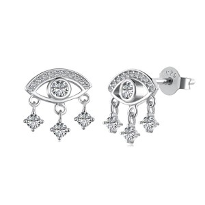 Vintage Evil Eye Zirconia Tassel Stud Earrings 40200379