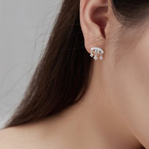 Vintage Evil Eye Zirconia Tassel Stud Earrings 40200379