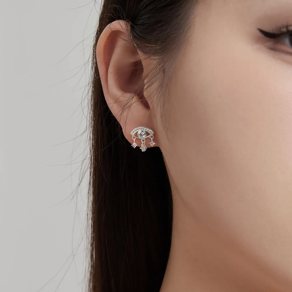 Vintage Evil Eye Zirconia Tassel Stud Earrings 40200379 - image2