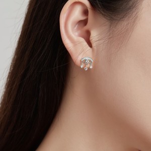 Vintage Evil Eye Zirconia Tassel Stud Earrings 40200379