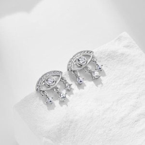 Vintage Evil Eye Zirconia Tassel Stud Earrings 40200379