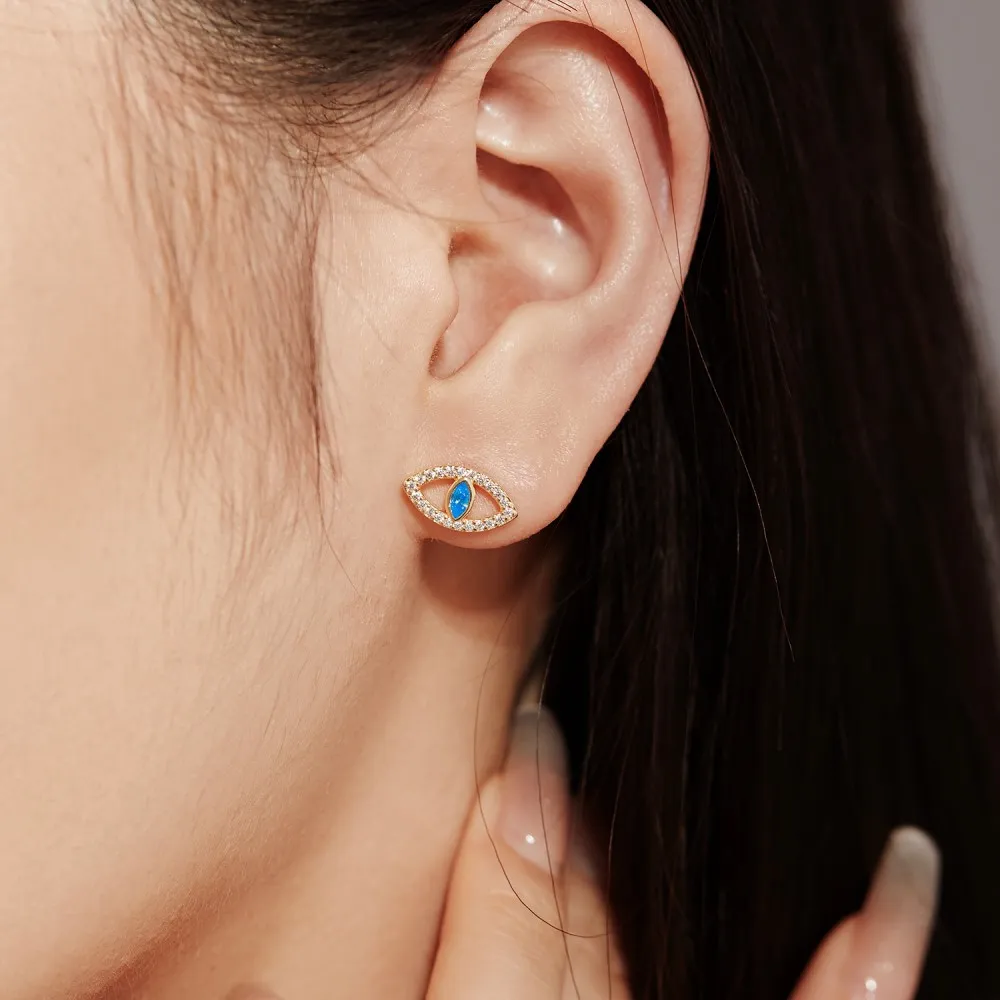 Evil Eye Blue Zirconia Stud Earrings 40200380 - image1