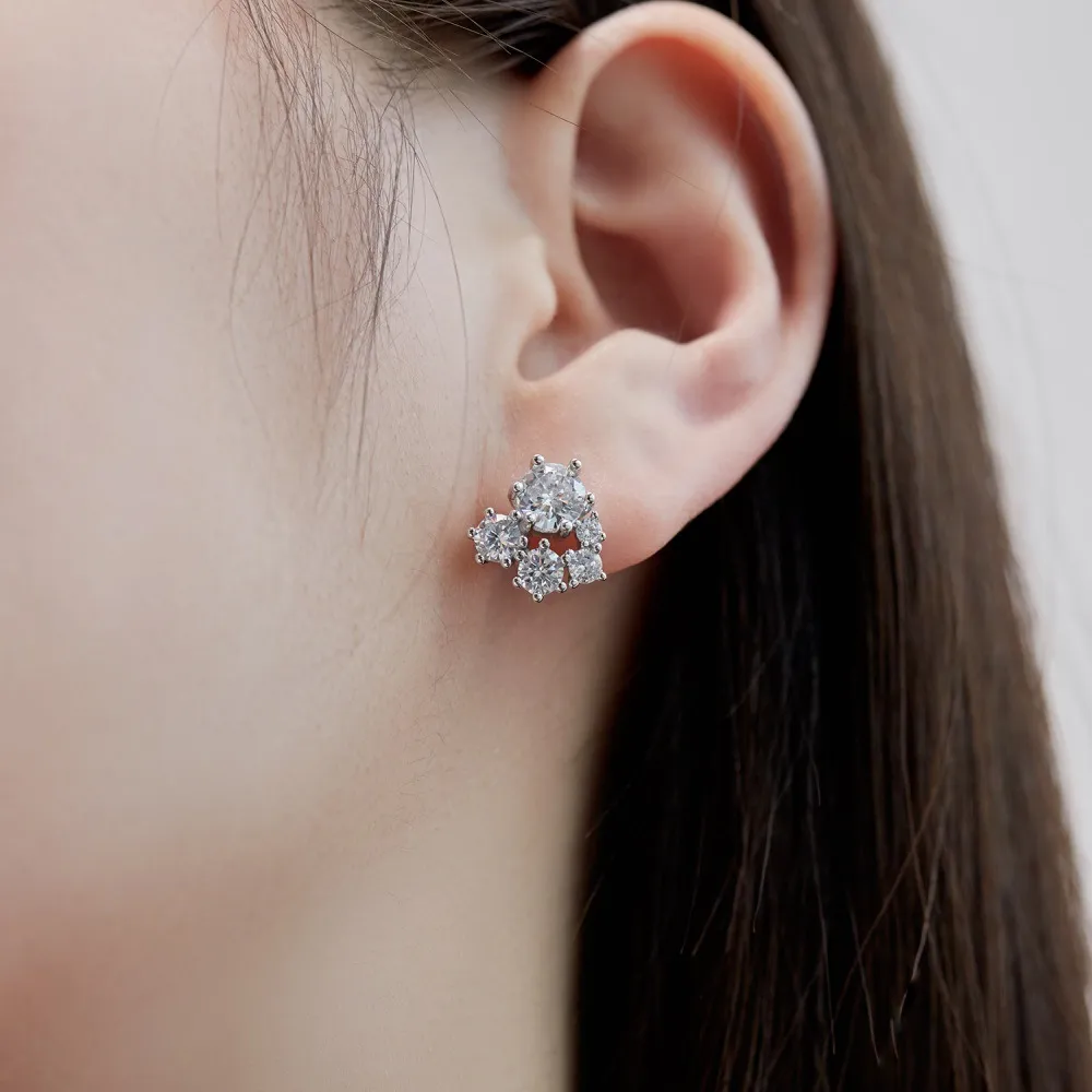 Sparkle Cluster Zirconia Party Stud Earrings 40200381 - image1