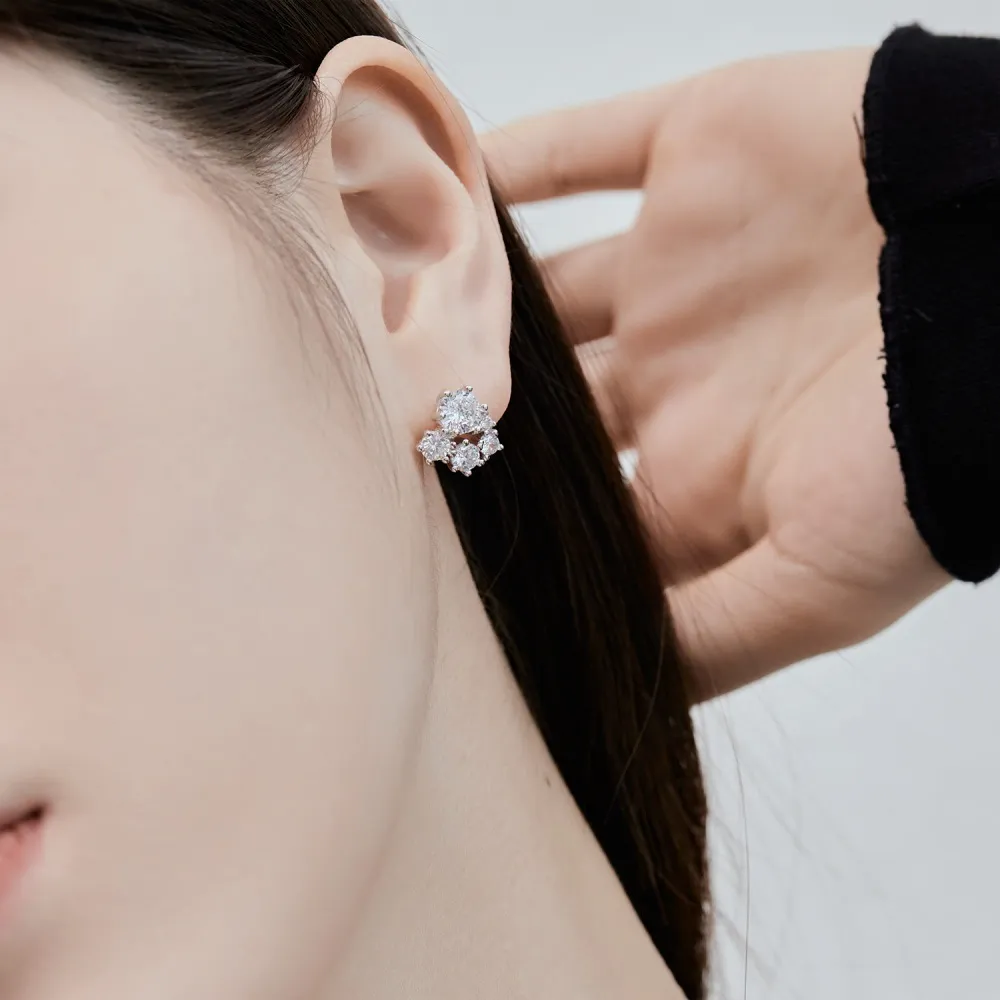 Sparkle Cluster Zirconia Party Stud Earrings 40200381 - image2