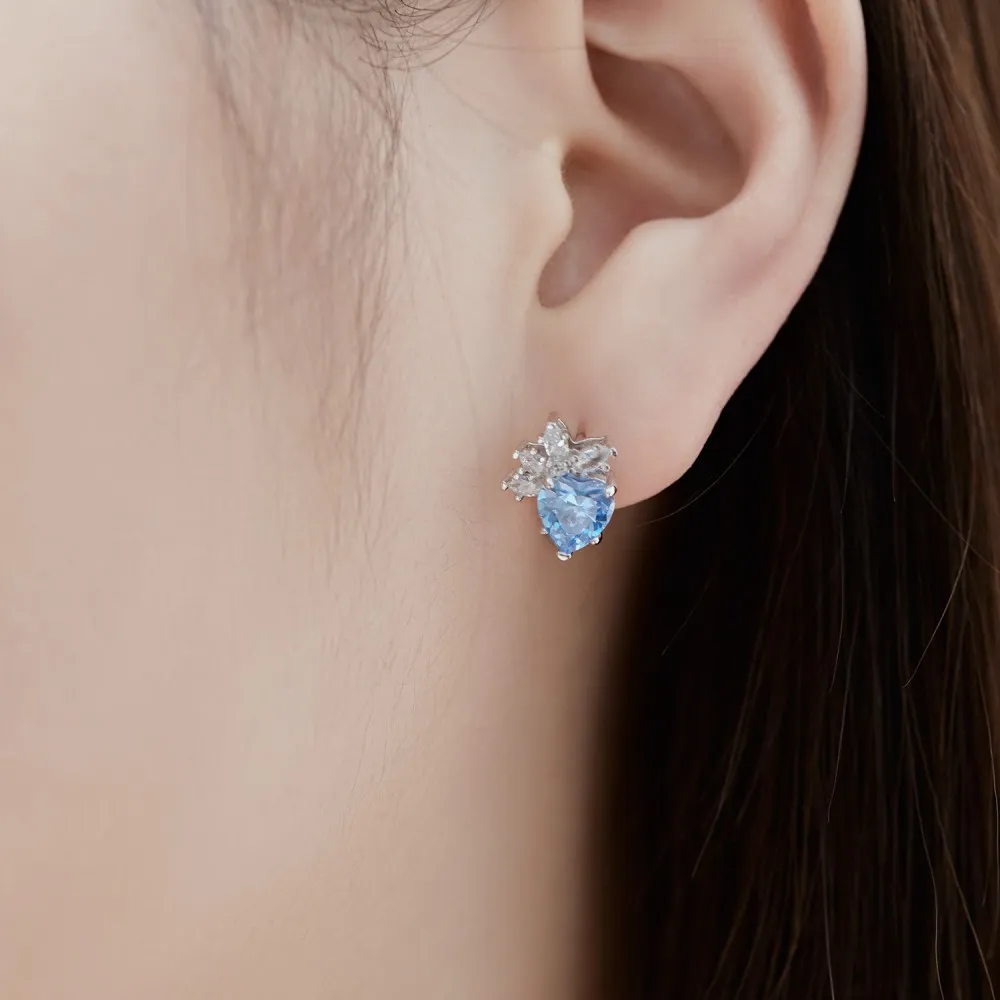 Sparkle Love Heart Zirconia Party Stud Earrings 40200382 - image2