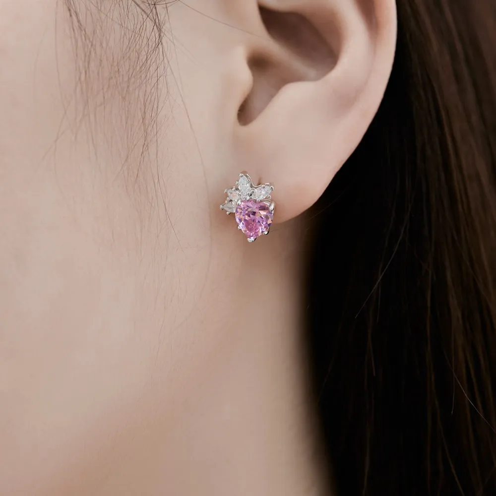 Sparkle Love Heart Zirconia Party Stud Earrings 40200382 - image1