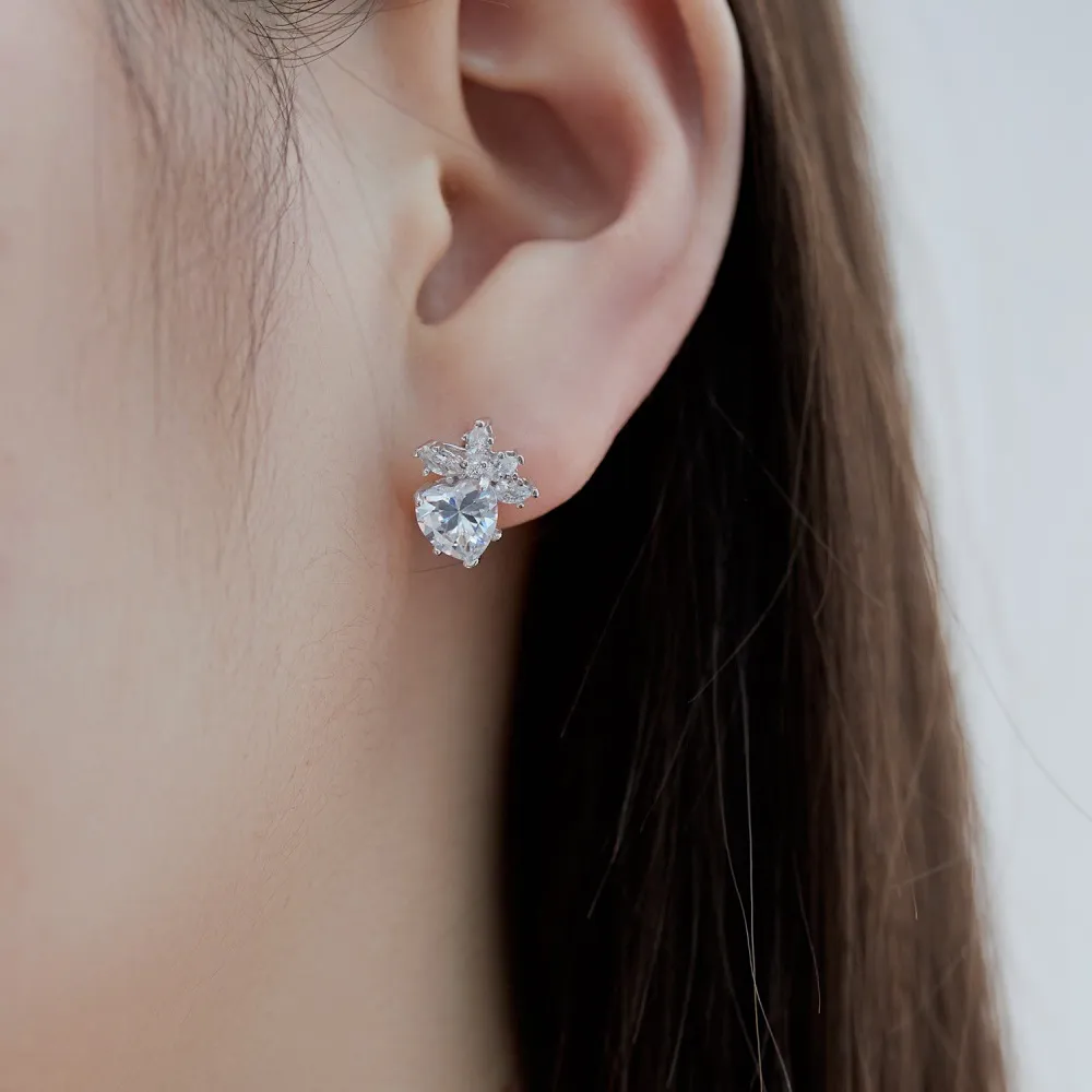 Sparkle Love Heart Zirconia Party Stud Earrings 40200382 - image3