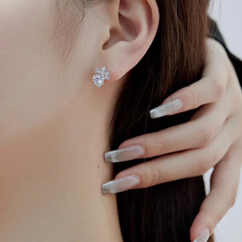 Sparkle Love Heart Zirconia Party Stud Earrings 40200382 - image4