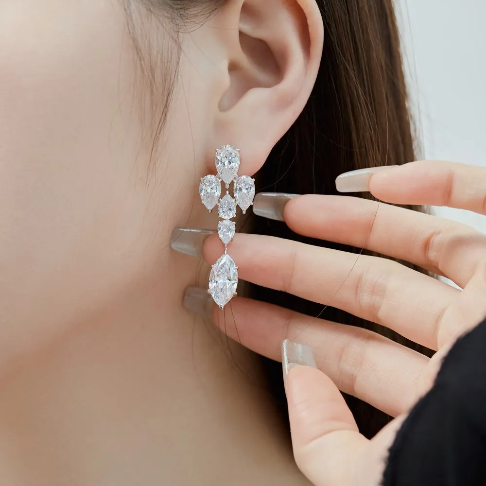 Sparkle Marquise Teardrop Zirconia Party Stud Earrings 40200384 - image2