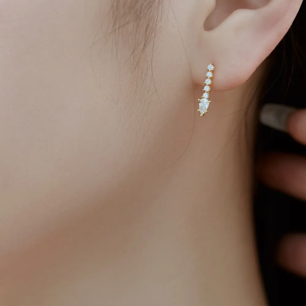 Line Teardrop Zirconia Party Stud Earrings 40200385 - image1