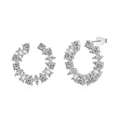 Geometric Irregular Zirconia Party Stud Earrings 40200386