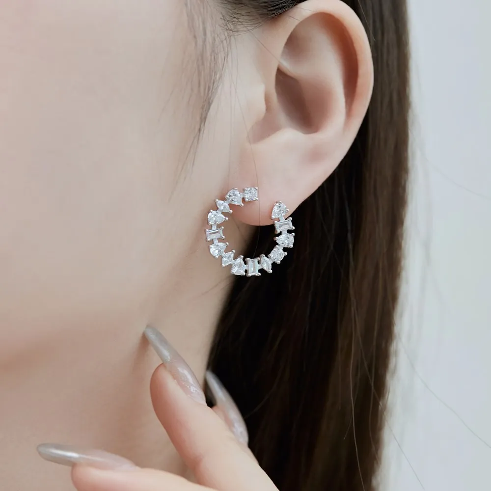 Geometric Irregular Zirconia Party Stud Earrings 40200386 - image1