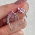 Love Pink Heart Zirconia Tassel Party Stud Earrings 40200387