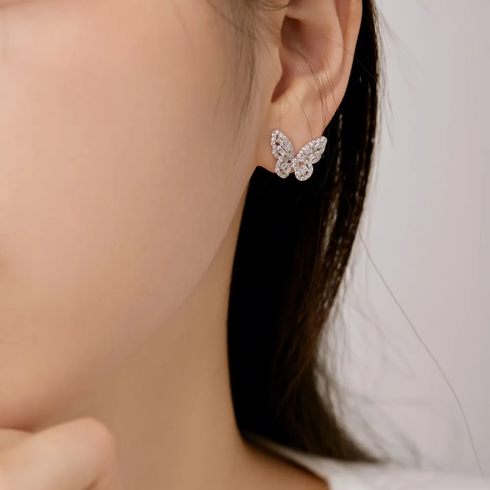 Luxury Full Zirconia Butterfly Party Stud Earrings 40200388 - image1