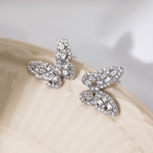 Luxury Full Zirconia Butterfly Party Stud Earrings 40200388