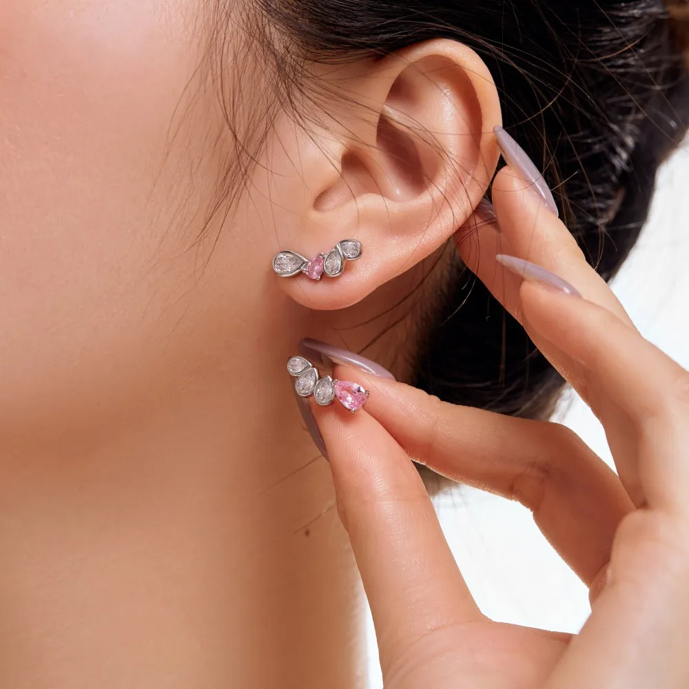 Asymmetric Teardrop Zirconia Party Stud Earrings 40200389 - image1