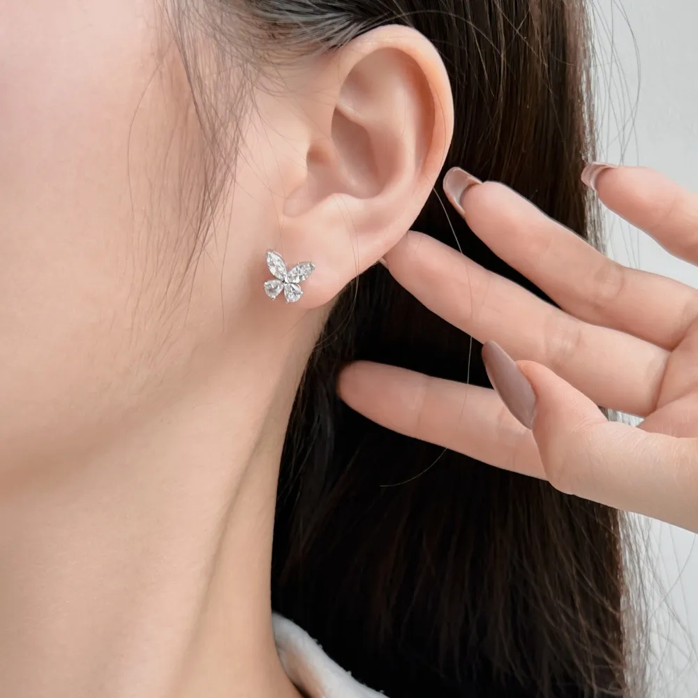 Sparkle Zirconia Butterfly Party Stud Earrings 40200392 - image2