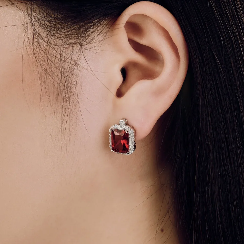 Vintage Rectangle Zirconia Stud Earring 40200393 - image2