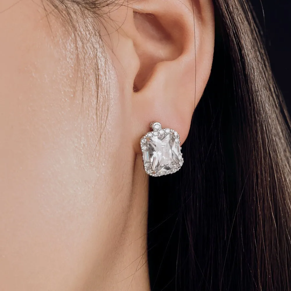 Vintage Rectangle Zirconia Stud Earring 40200393 - image3