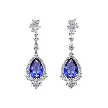 8A Tanzanite Blue Waterdrop  Zirconia Party Stud Earring 40200396