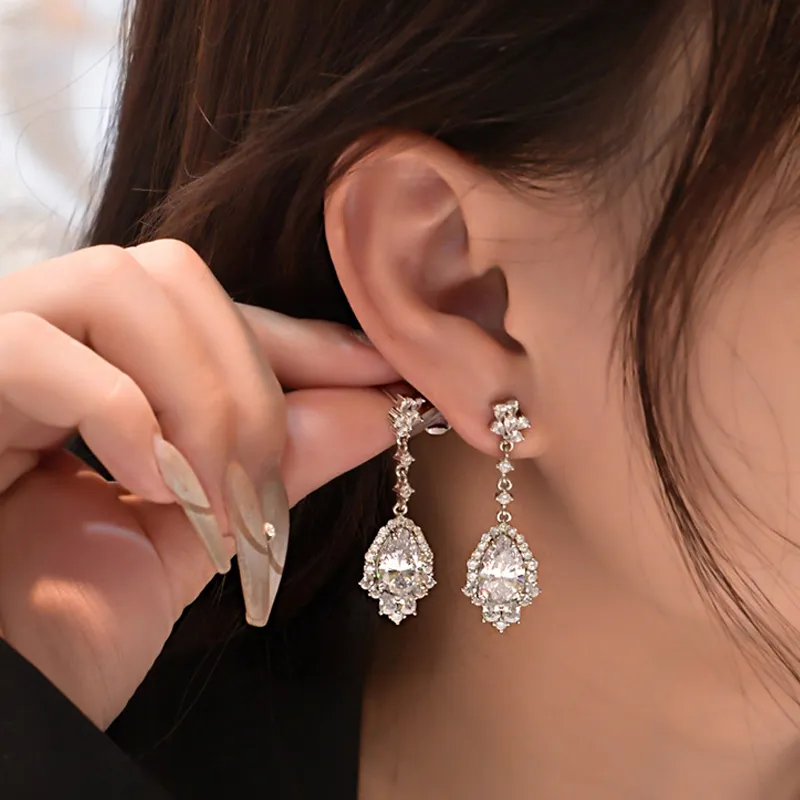 8A Tanzanite Blue Waterdrop  Zirconia Party Stud Earring 40200396 - image2