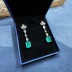 Vintage Synthetic Emerald Zirconia Dangle Stud Earring 40200398