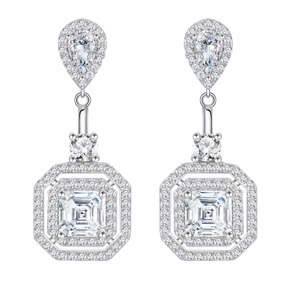 8A Square Zirconia Party Dangle Stud Earring 40200399