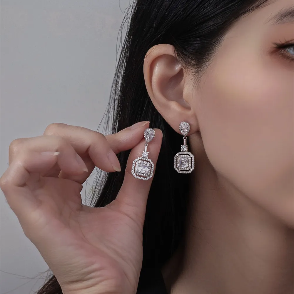 8A Square Zirconia Party Dangle Stud Earring 40200399 - image1