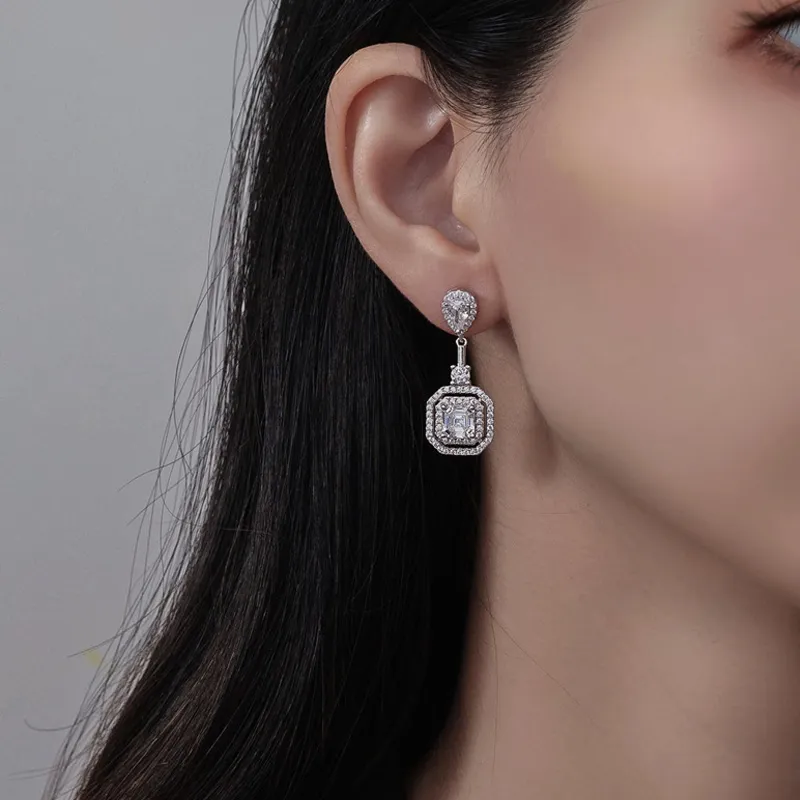 8A Square Zirconia Party Dangle Stud Earring 40200399 - image2