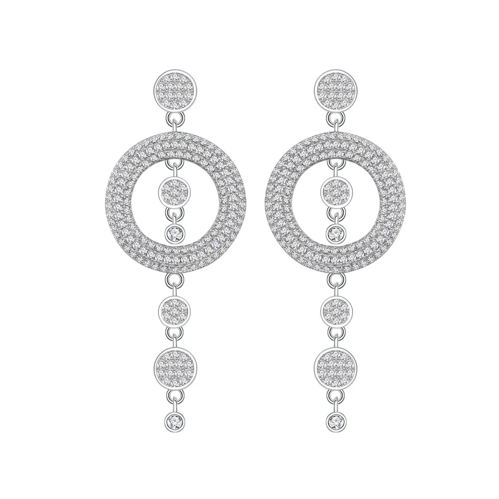 Shiny Geometric Circle Zirconia Party Stud Earring 40200400