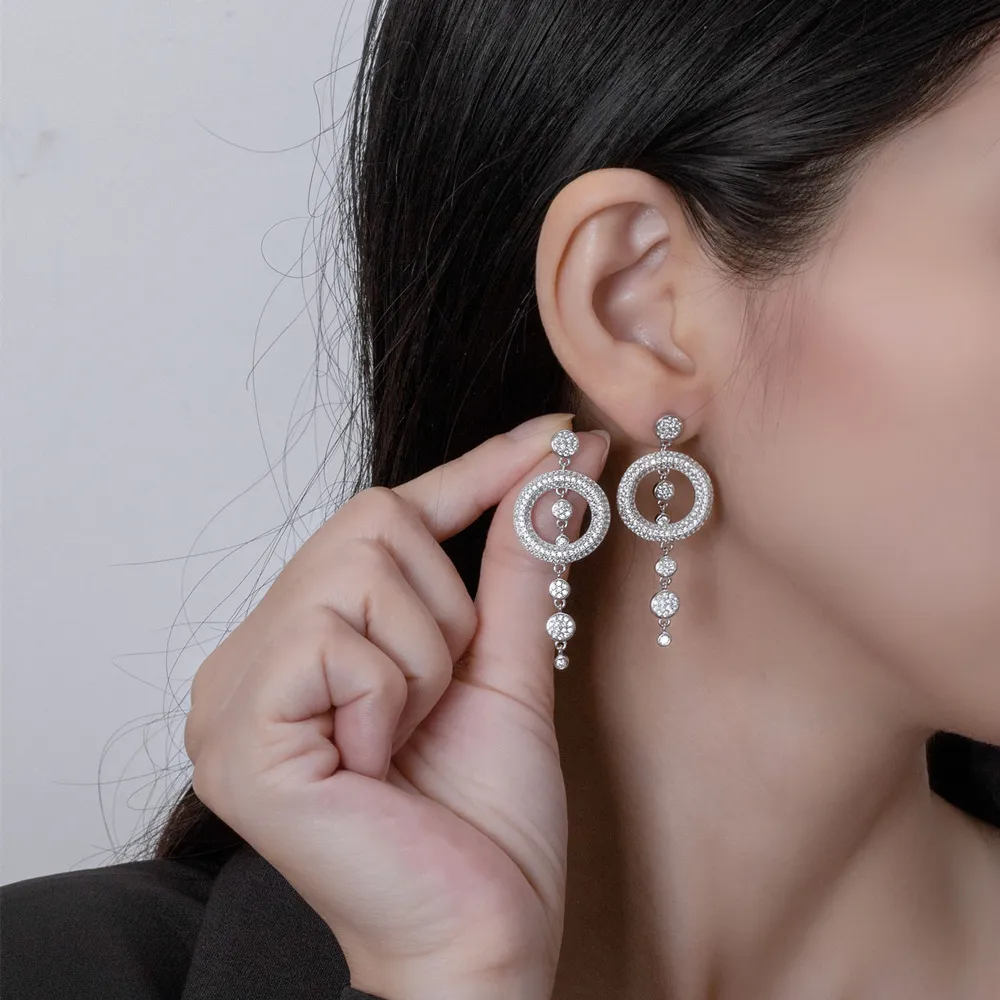 Shiny Geometric Circle Zirconia Party Stud Earring 40200400 - image2