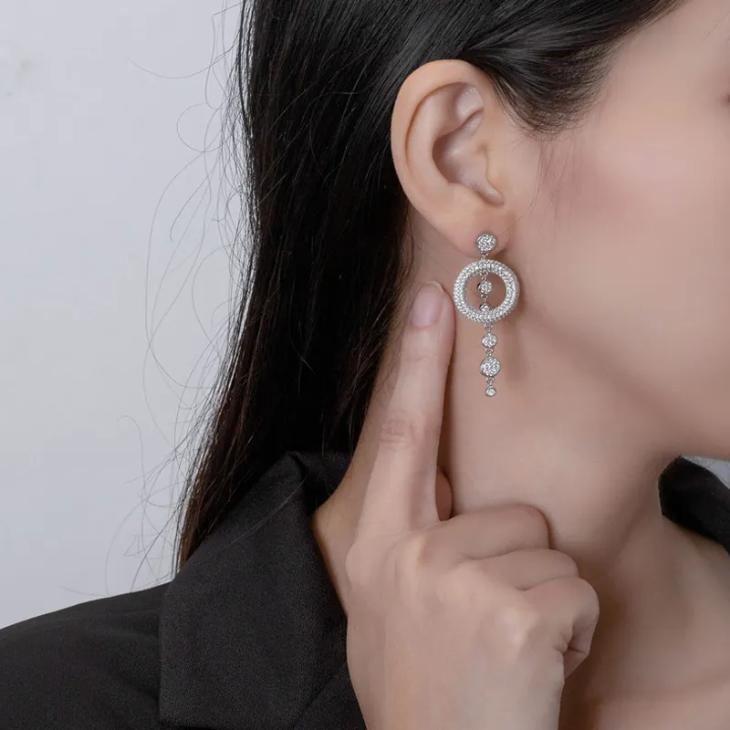 Shiny Geometric Circle Zirconia Party Stud Earring 40200400 - image1