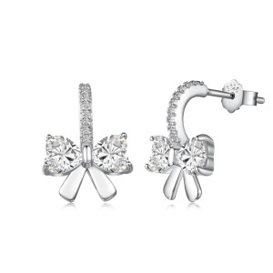 Cute Zirconia Bow Stud Earring 40200414