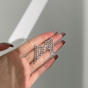 Waterdrop Zirconia Tassel Stud Earring 40200417