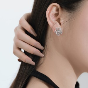 Blooming Flower Zirconia Stud Earring 40200423