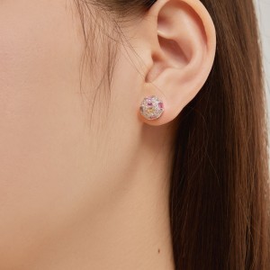 Octagon Colorful Zirconia Stud Earring 40200425