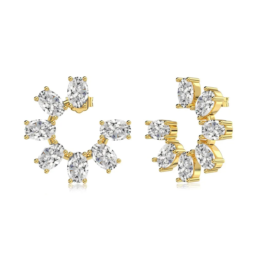 C Shape Oval Zirconia Stud Earring 40200443 C Shape Oval Zirconia Stud Earring 40200443