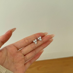 Irregular Zirconia Leaves Stud Earring 40200500