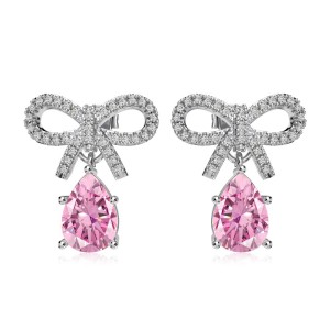 Waterdrop Bow Zirconia Party Stud Earring 40200503