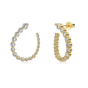 U Shape Zirconia Geometric Stud Earring 40200508