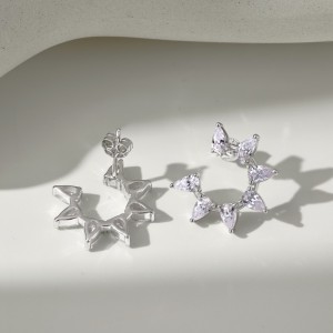 Waterdrop Zirconia Flower Stud Earring 40200511