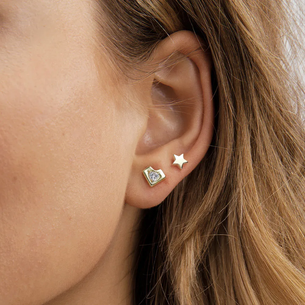 925 Sterling Silver Zirconia Heart Stud Earring 40200516 - image1