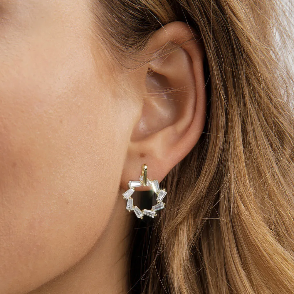 925 Sterling Silver Geometric Zirconia Stud Earring 40200517 - image1