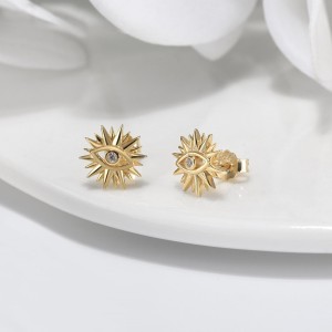 925 Sterling Silver Spiky Evil Eye Stud Earring 40200518