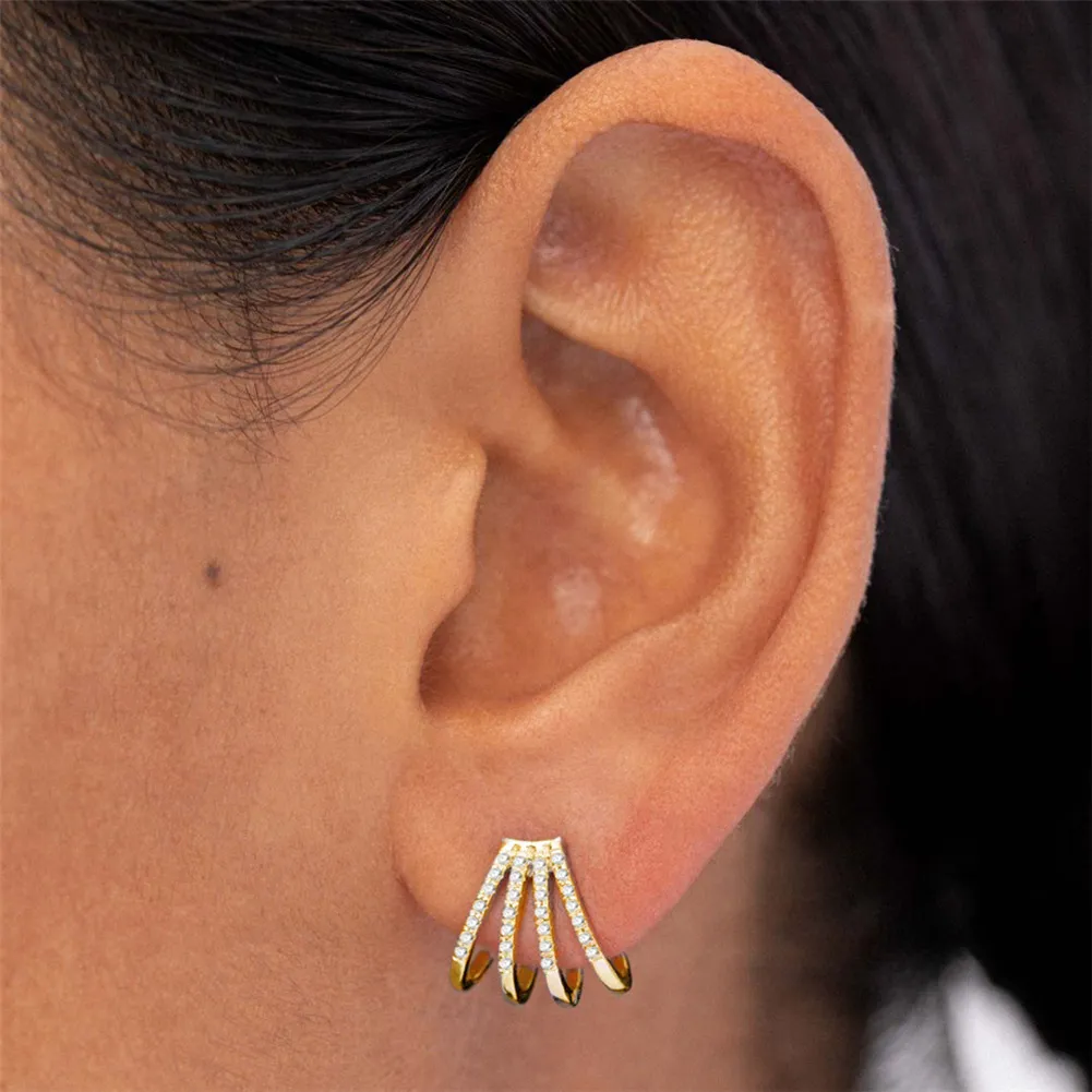 925 Sterling Silver Zirconia Claws Stud Earring 40200519 - image2