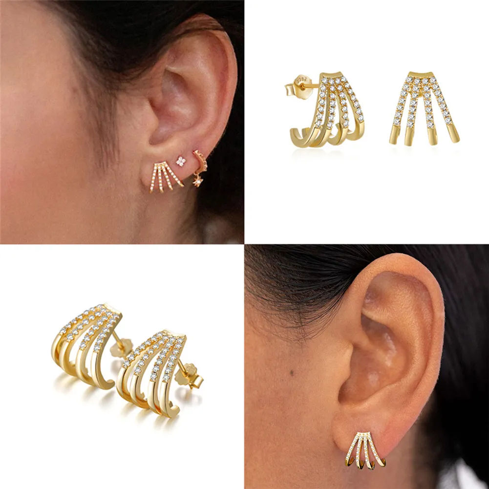 925 Sterling Silver Zirconia Claws Stud Earring 40200519 - image1