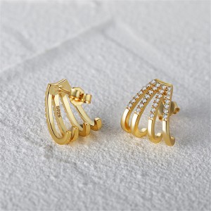 925 Sterling Silver Zirconia Claws Stud Earring 40200519