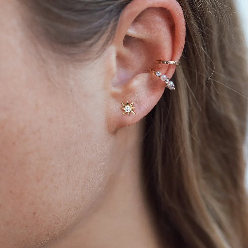 925 Sterling Silver Zirconia Octagonal Star Stud Earring 40200520 - image1
